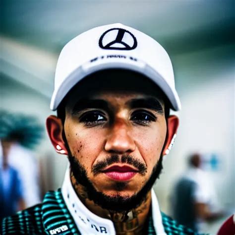 Closeup Portrait Of Lewis Hamilton At The Formula Stable Diffusion