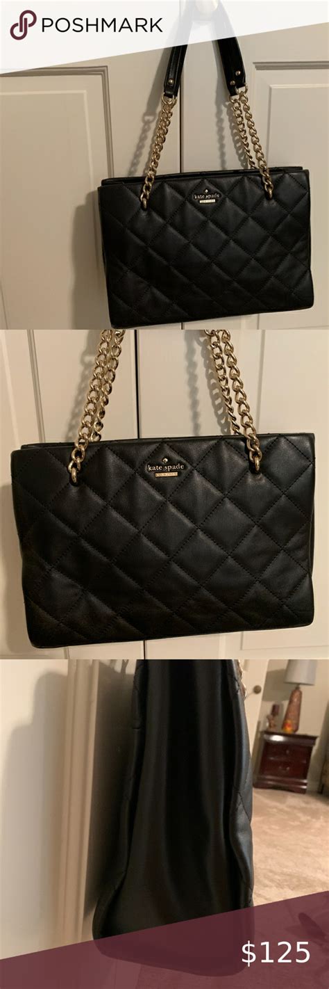 Kate Spade Black Quilted Leather Bag Wchain Strap