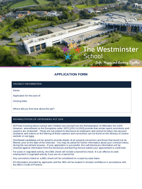 Schools Safer Recruitment Application Thewestminsterschool Co Doc