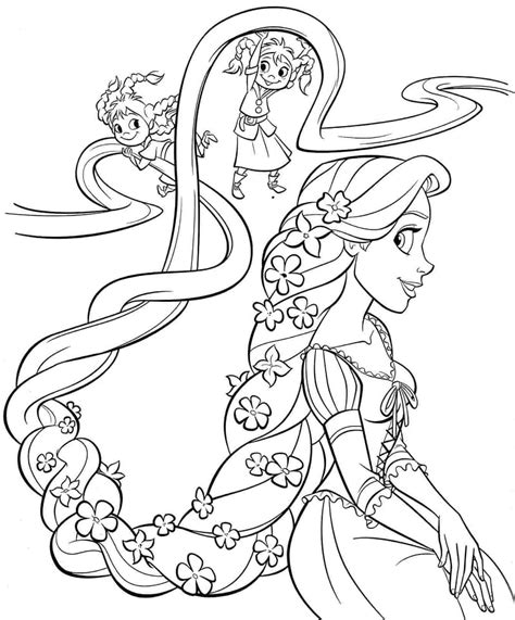 Dibujos De Princesa Rapunzel Y Camale N Pascal Para Colorear Para