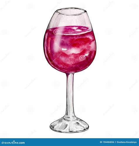 Watercolor Illustration Glass With Red Wine Stock Photo Image Of