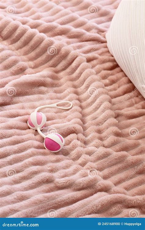 Pink Vagina Balls On Bed Lifestyle Staging Stock Photo Image Of