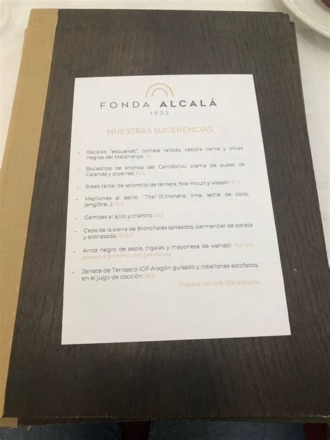 Carta Del Restaurante Fonda Alcal Calaceite Avenida Del Catalu A