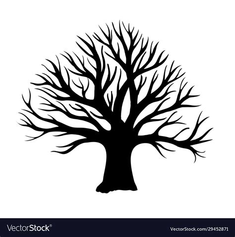 Tree Without Leaves Silhouette Oak Royalty Free Vector Image