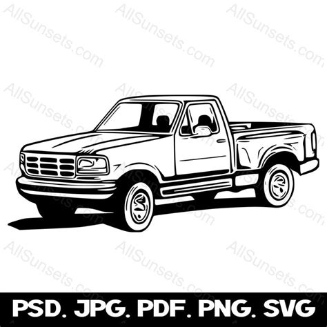 Pickup Truck Stepside Svg 1990s 90s Square Body Vehicle Vector Graphic