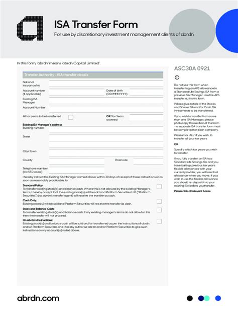 Fillable Online Isa Application Form Aberdeen Asset Management Fax