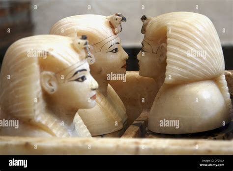 Alabaster Canopic Jars From Tutankhamuns Tomb At Egyptian Museum