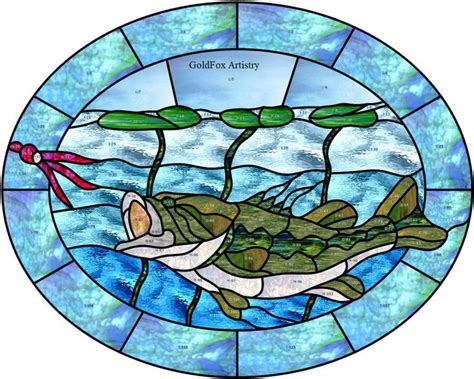 A Stained Glass Window With A Fish In The Water