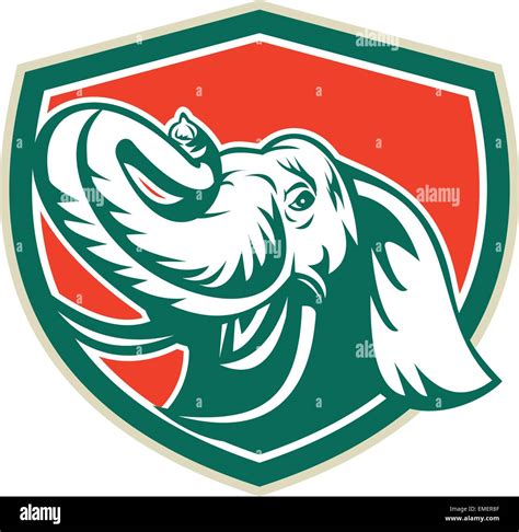 Cabeza De Elefante Colmillo Retro Escudo Imagen Vector De Stock Alamy