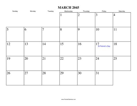 March 2045 Calendar
