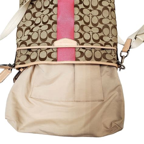 Coach Brown And Pink Signature Jacquard Crossbody Bag Gem