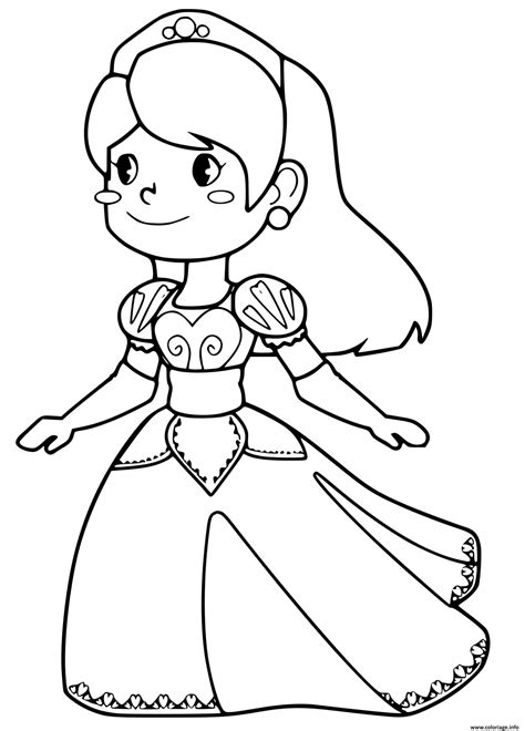 Coloriage Princesse Avec Une Robe Motif De Coeurs Jecolorie