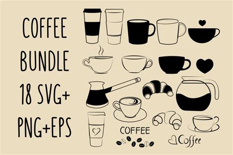 Coffee Svg Bundle Cup Svg Coffee Beans Clip Art