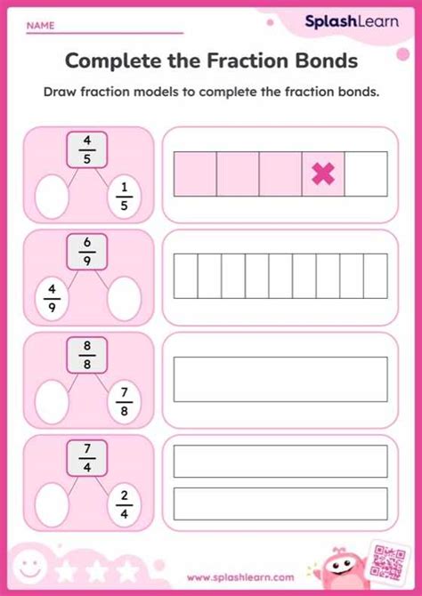 Subtract Fractions To Complete The Bonds Using Models Worksheet