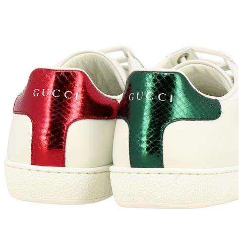 Gucci New Ace Lace Up Smooth Leather Sneakers With Arrow Shaped Patch Rhinestones And Web