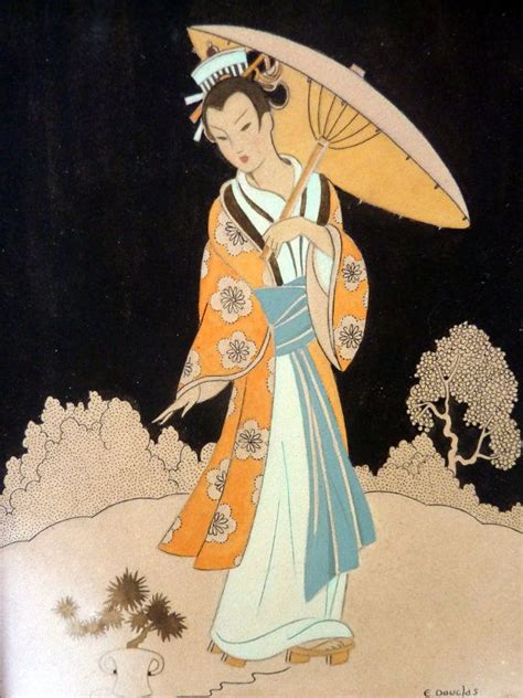 Genuine 1930s ART DECO Watercolour. Japanese Lady in a Garden | Etsy ...