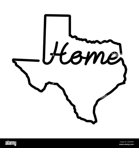Texas US state outline map with the handwritten HOME word. Continuous ...