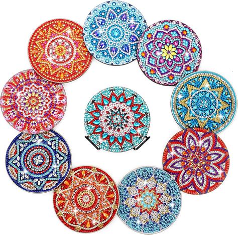 Diamond Painting Sous Verres Avec Support Diamond Art Painting Mandala