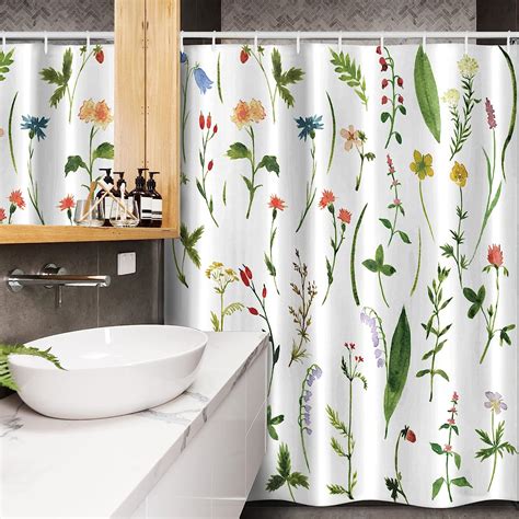 Watercolor Flower Stall Shower Curtain Different Kinds Of Flowers With