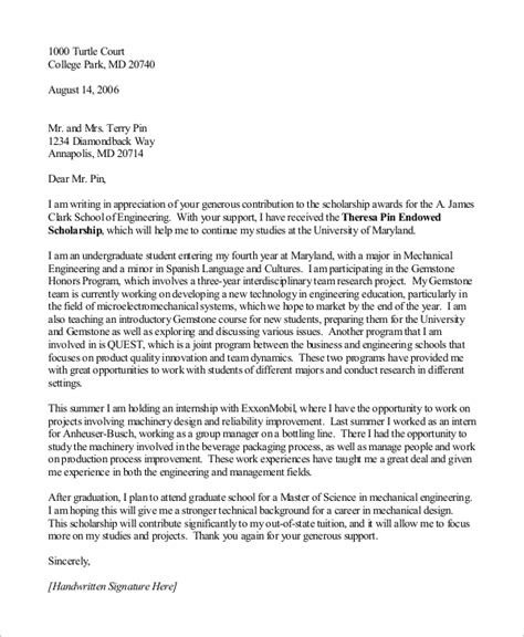 Free 11 Sample Scholarship Thank You Letter Templates In Pdf
