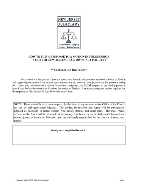 How To File A Response To A Motion In The Superior Court Of New Jersey Law Division Civil Part