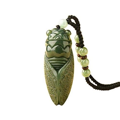 Handwork Natural Dark Green Hetian Jade Carved Cicada Lucky Amulet