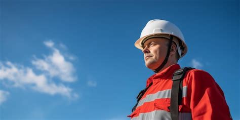 Premium Ai Image An Engineer With A Helmet And Safety Cloth Stands