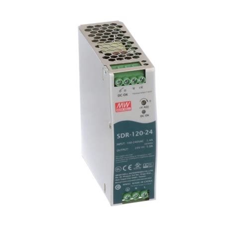 MEAN WELL SDR 120 24 Power Supply AC DC 24V 5A 100 264V In Enclosed