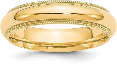 Avariah Solid 14k Yellow Gold 5 2mm Milgrain Half Round Comfort Fit