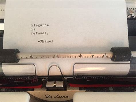 Coco Chanel Elegance Is Refusal Hand Typed Quote On Vintage