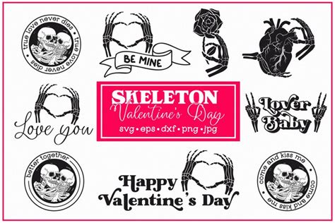 Skeleton Valentines Day Love Svg Bundle