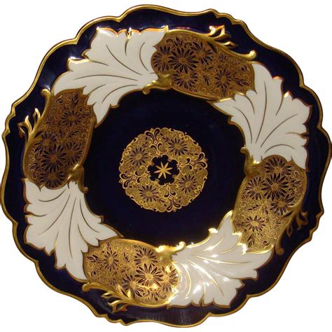 Large Ornate Weimar Porcelain Charger Gold Gilt Jutta Cobalt Blue