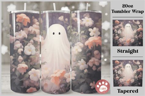 Cute Ghost Halloween Oz Tumbler Wrap Graphic By Luna Art Design