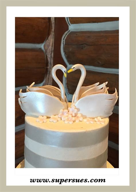 Edible Fondant Pearlized Swan Cake Topper I Made For A Wedding Cake