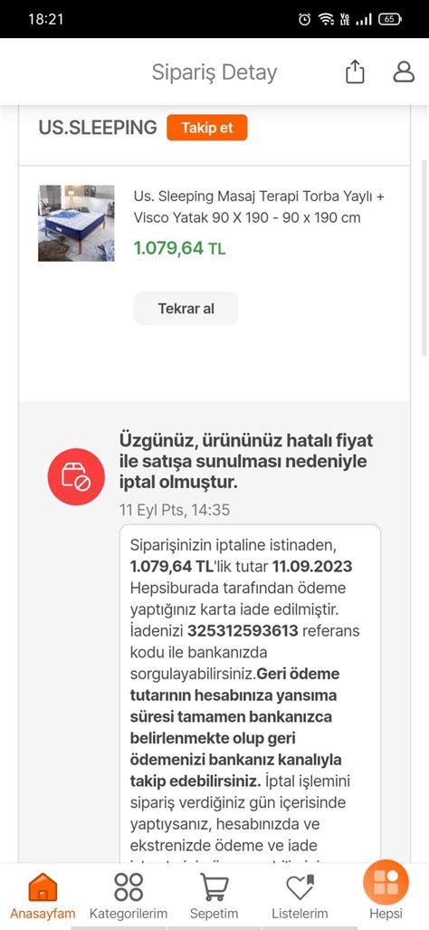 Hepsiburada U S Sleeping Ma Azas Yanl Fiyat Deyip R N Ptal Etti