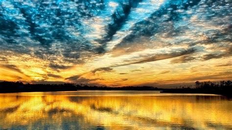 Wallpaper Sunlight Sunset Sea Lake Reflection Sunrise Evening