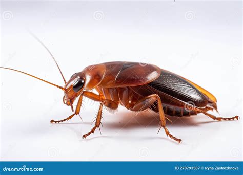 Cucaracha De Insectos Cerrada Sobre Fondo Blanco Ai Generativo Stock