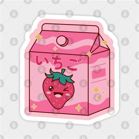 Strawberry Milk Box Cute Kawaii Smiley Strawberry Milk Magnet