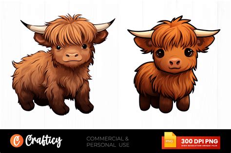 Baby Highland Cow Clipart Design Set Graphic By Graftify · Creative Fabrica