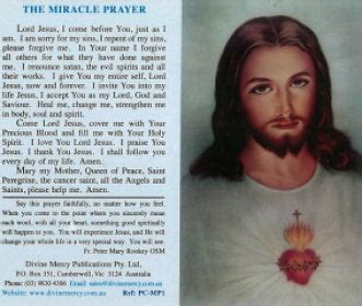 The Miracle Prayer - Laminated - Divine Mercy Publications Pty. Ltd.