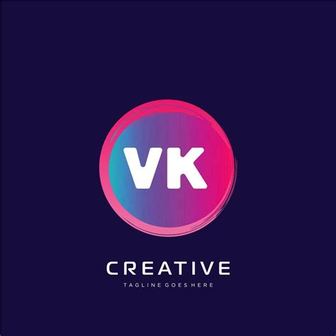 Vk Initial Logo With Colorful Template Vector Vector Art At