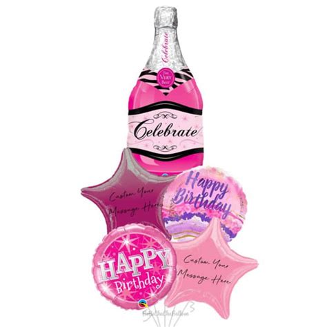 Birthday Happy Birthday Celebrate Pink Bubbly Wine Bottle Foil