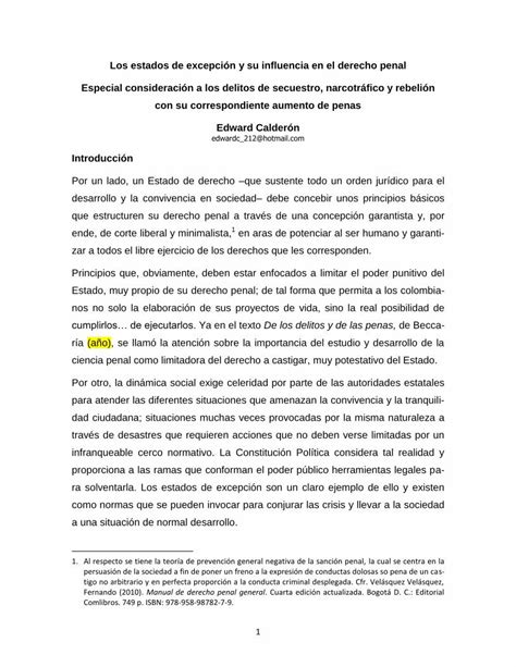 Pdf Los Estados De Excepción Y Su Influencia En El Derecho · 3 En Este Orden De Ideas