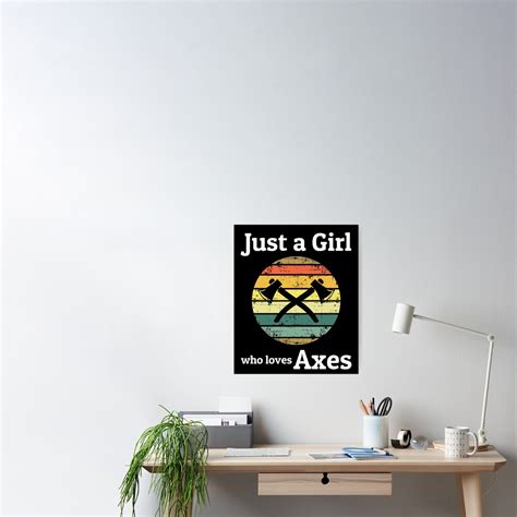 Vintage Retro Axe Throwing Girl Thrower Hatchet Poster For Sale By