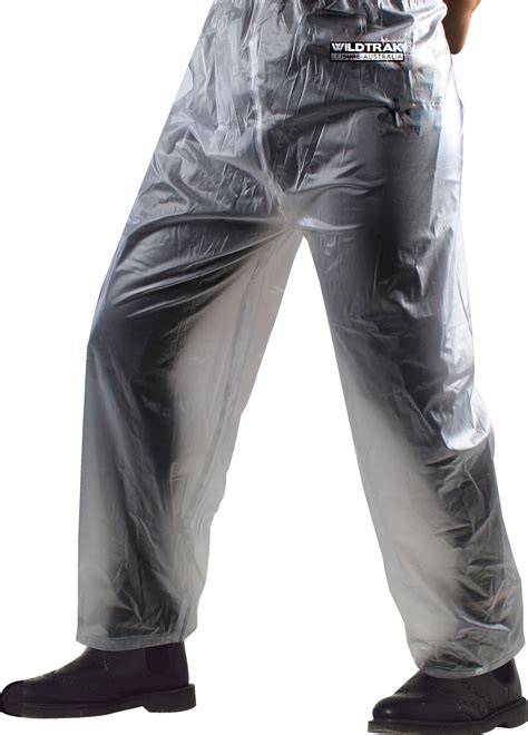 New 1pce Raincoat Premium Pants Adult Clear Water Proof Plastic Dry