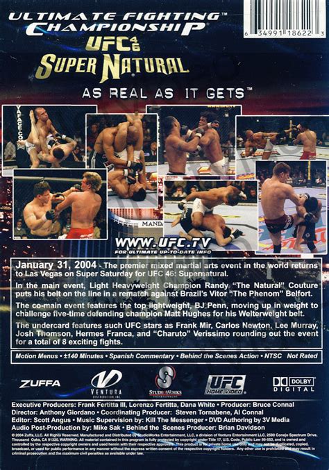 Ultimate Fighting Championship Ufc 46 Supernatural On Dvd Movie