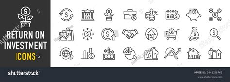 Return On Investment Web Icons Line Stock Vector Royalty Free