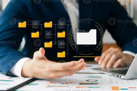 Document Management Concept Virtual Screen Icons Document Management