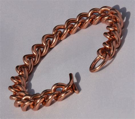 Non Magnetic Solid Pure Copper Mans Chain Link Bracelet Ccb Nmbx