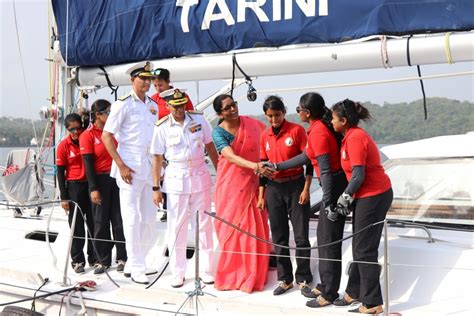 Insv Tarini All Women Naval Crew Reach Goa After Spending Days At